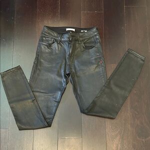 Warp + Weft Women's Black Coated Skinny Jeans